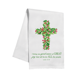Holly and Berry Cross Luke 2:10 Kitchen Towel