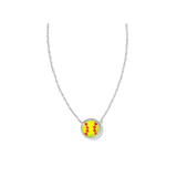Softball Silver Short Pendant Necklace