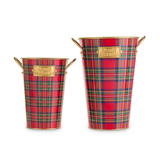 Red, Green, and Gold Plaid Bucket Decor
