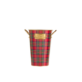 Red, Green, and Gold Plaid Bucket Decor