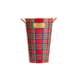 Red, Green, and Gold Plaid Bucket Decor