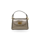 Bamboo Clasp Crossbody Bag, Pewter