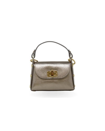 Bamboo Clasp Crossbody Bag, Pewter