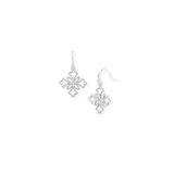 Heirloom Mini Cross Drop Earrings, Silver