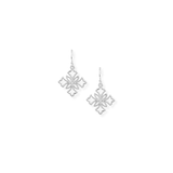 Heirloom Mini Cross Drop Earrings, Silver