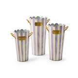 Violet Stripe Flower Buckets, Set of 3
