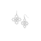 Heirloom Cross Drop Earrings, Silver