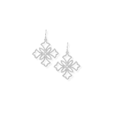 Heirloom Cross Drop Earrings, Silver
