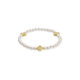 Signature Cross Pearl Pattern 4mm Bead Bracelet, Gold