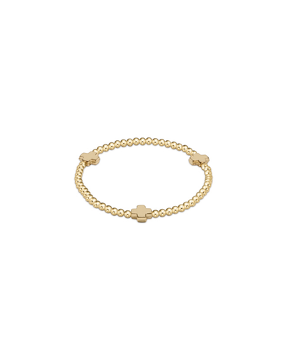 Signature Cross Gold Pattern 3mm Bead Bracelet, Gold