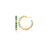 Berry Gem Medium Hoop Earrings, Malachite
