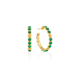 Berry Gem Medium Hoop Earrings, Malachite