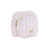 Ruffled Nylon Tech Organizer, Pink Polka Dot Stripe