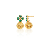 Berry Clover Drop Earrings, Malachite