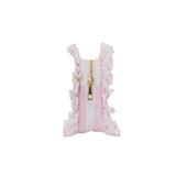 Ruffled Nylon Tech Organizer, Pink Polka Dot Stripe