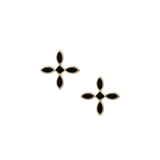 Enamel Cross Stud Earrings, Black/Gold