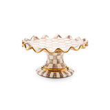 Mocha Check Ceramic Fluted Cake Stand