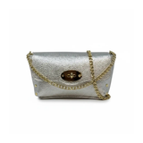 Leather Top Handle & Crossbody Bag, Silver