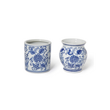 Blue & White Floral Chinoiserie Vase