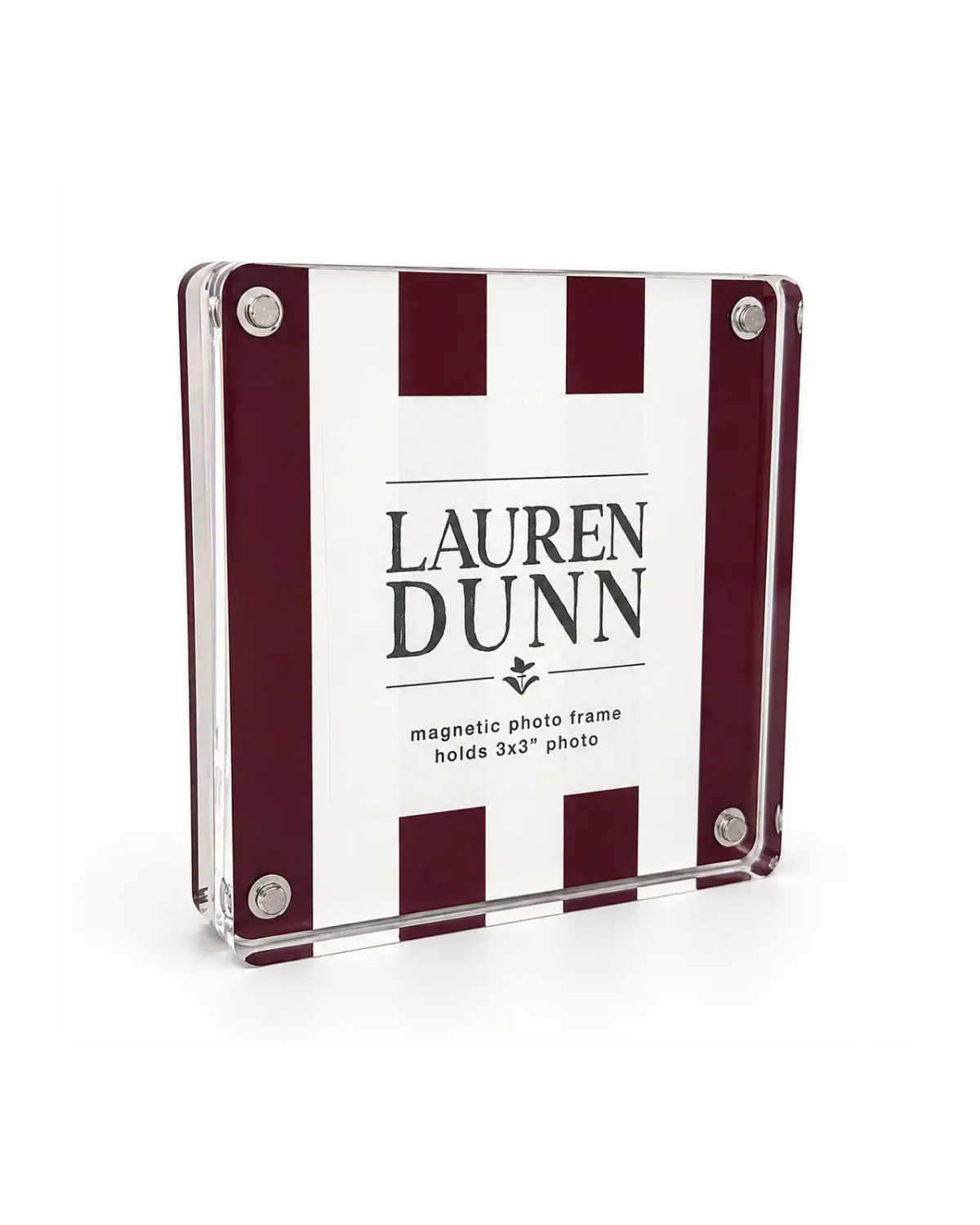 Dark Maroon and White Striped Acrylic Frame
