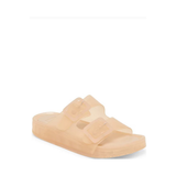 Julio Vinyl Buckle Detail Slide Sandals, Praline