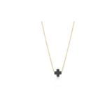 16" Necklace Gold Signature Cross, Onyx