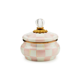 Rosy Check Enamel Squashed Pot