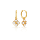 Berry Clover Hoop Earrings with Double Sided Charm, MOP