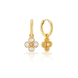 Berry Clover Hoop Earrings with Double Sided Charm, MOP
