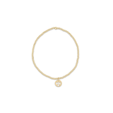 eGirl Classic Gold 2mm Bead Bracelet, Guardian Angel Small Gold Disc