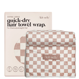 Extra Large Quick Dry Hair Towel Wrap, Terracotta Checker