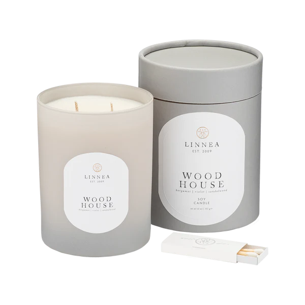 2 Wick Candle, Wood House