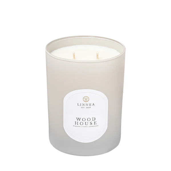2 Wick Candle, Wood House