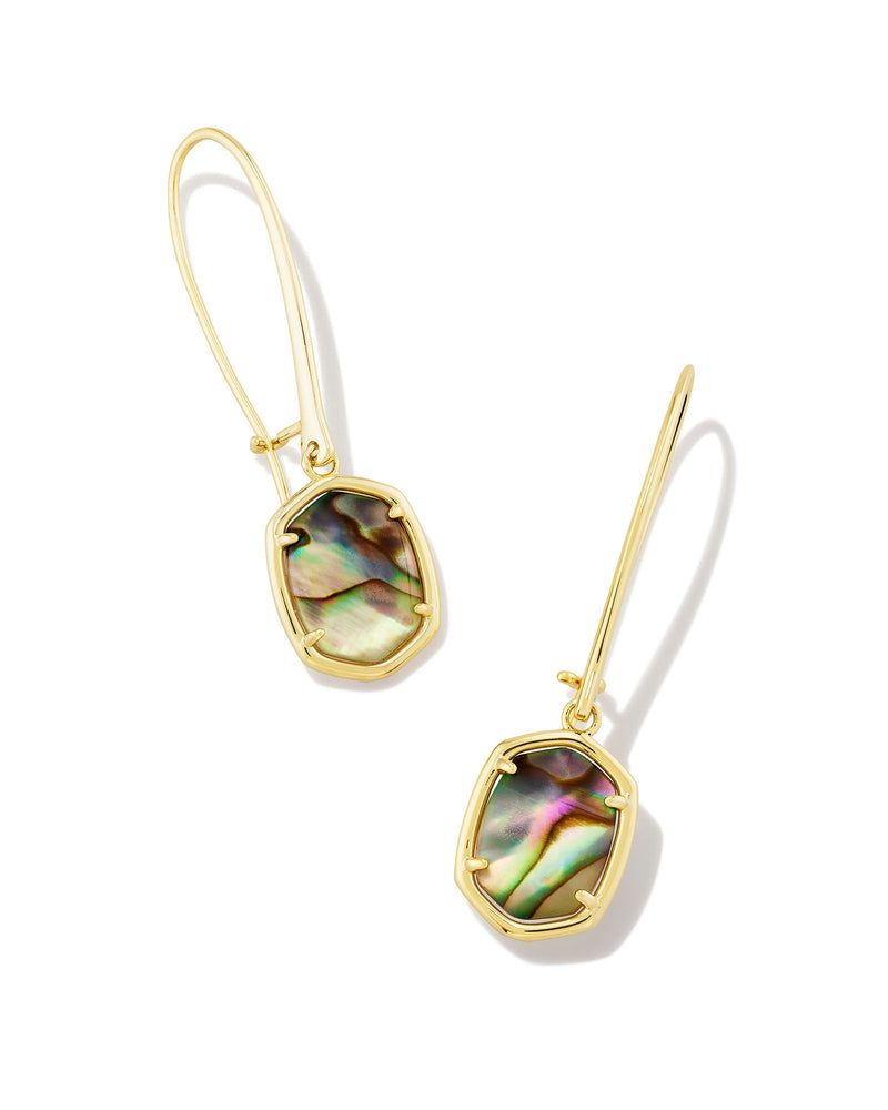 Daphne Gold Wire Drop Earrings, Abalone Shell