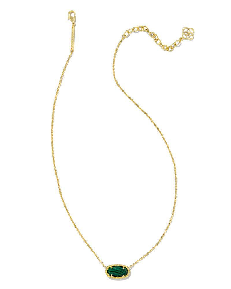 Elisa Gold Pendant Necklace, Green Malachite