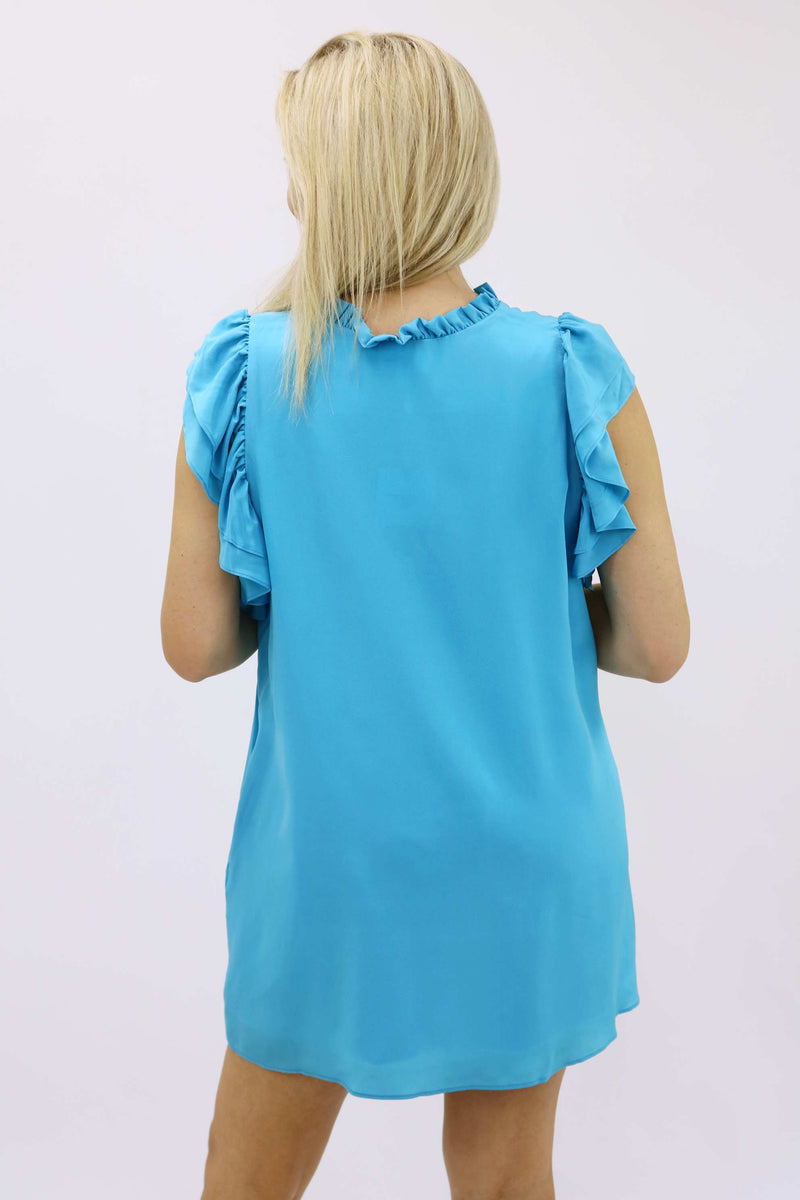 Aila Mini Dress, Turquoise Blue