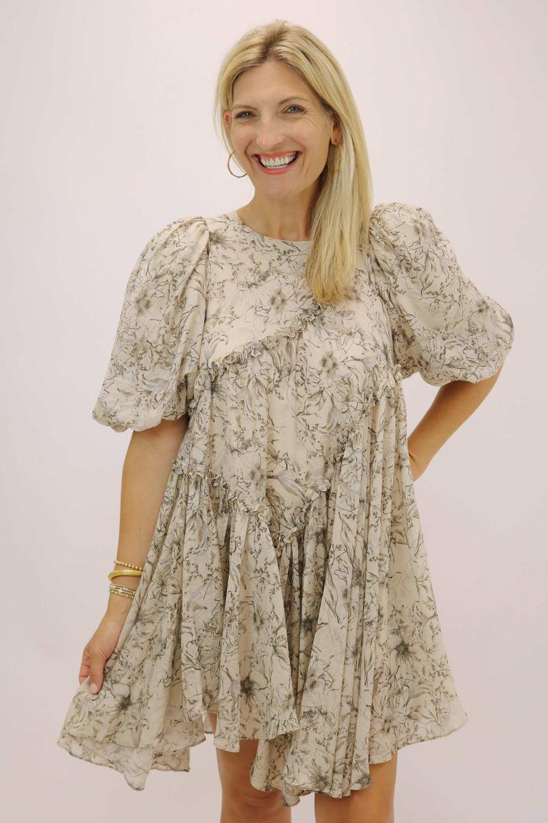 Zinta Floral Asymmetrical Mini Dress