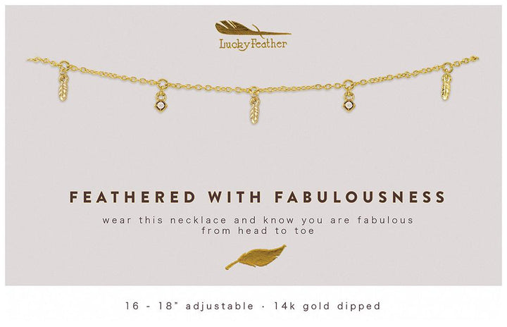 Feathers of Fab Dangle Necklace, Gold