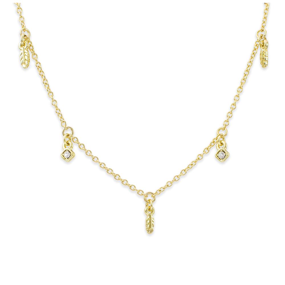 Feathers of Fab Dangle Necklace, Gold