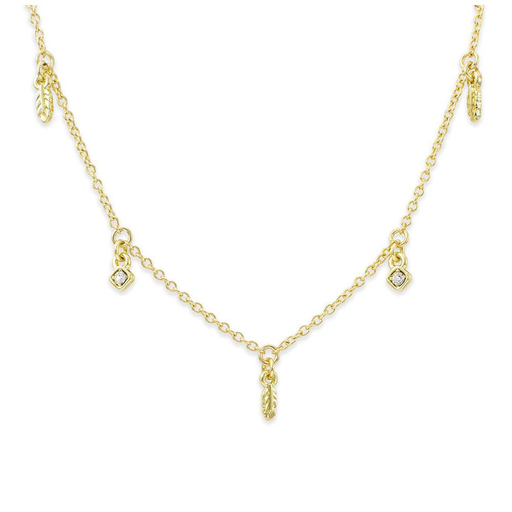 Feathers of Fab Dangle Necklace, Gold