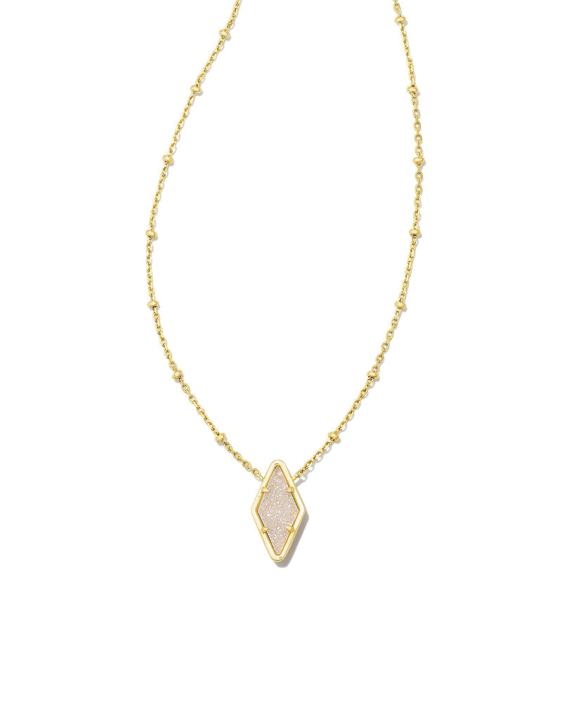 Kinsley Gold Short Pendant Necklace, Iridescent Drusy
