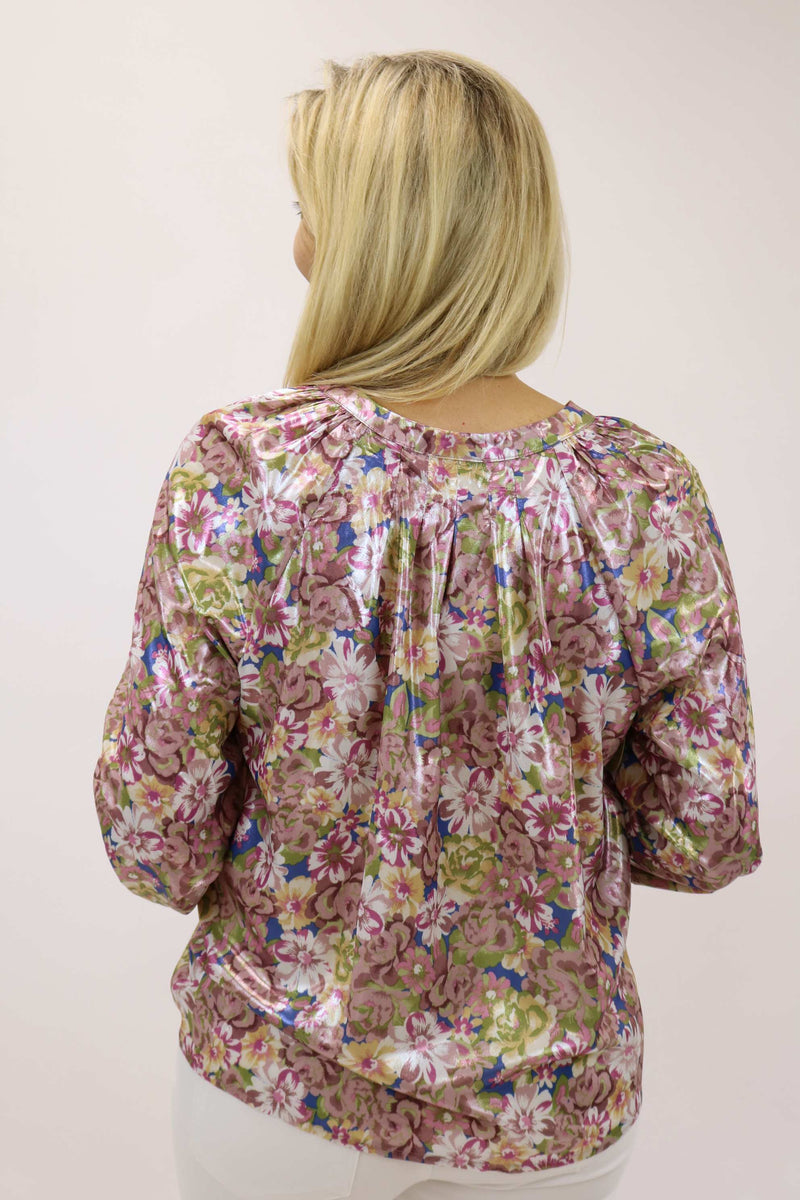 Floral Frenzy Metallic Top