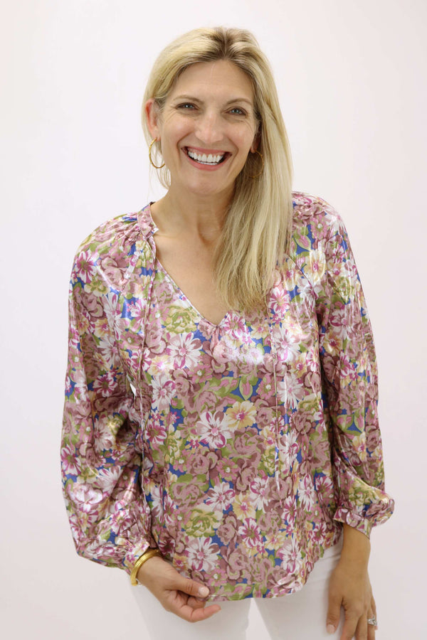 Floral Frenzy Metallic Top