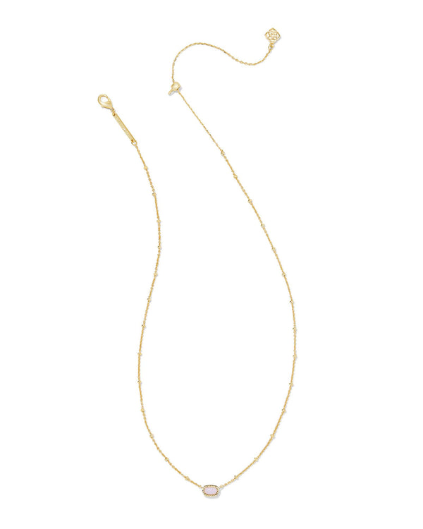 Mini Gold Elisa Pendant Necklace, Pink Opalite Crystal