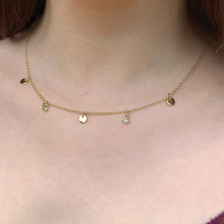 Dots of Joy Dangle Necklace, Gold