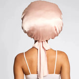 Adjustable Oversized Satin Bonnet, Blush