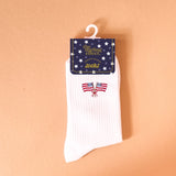 Embroidered Crew Socks, American Flags