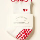 Embroidery Heart Duo Ruffle Grip Sock