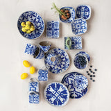 Hand-Painted Stoneware Plate, Blue and White