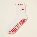 Embroidery Heart Duo Ruffle Grip Sock
